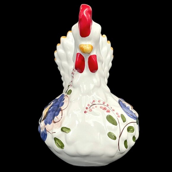 Vintage 1980s Folk Art Portugal Lucky Barcelos Hen Blue & White Ceramic Figurine - Picture 5 of 8